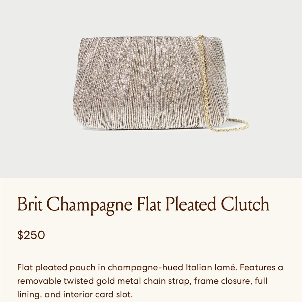 Champagne Flat Pleated Clutch